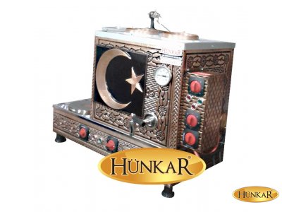 ÇAY KAZANI 2 DEMLİKLİ SADE ELEKTRİKLİ AY YILDIZ BAKIR İŞLEMELİ PLEYTLİ SU OTOMATİKLİ YALITIMLI ÇİFT 