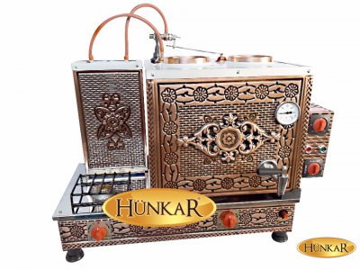 2 DEMLİKLİ BAKIR İŞLEMELİ EMNİYET VENTİLLİ TERMOKUPURLU ÇAY KAZANI İZOLELİ