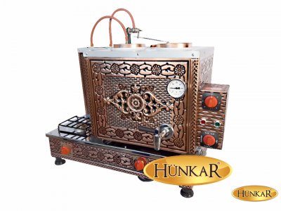 2 DEMLİKLİ BAKIR İŞLEMELİ EMNİYET VENTİLLİ TERMOKUPURLU ÇAY KAZANI İZOLELİ