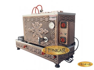 3 DEMLİKLİ BAKIR İŞLEMELİ EMNİYET VENTİLLİ TERMOKUPURLU ÇAY KAZANI
