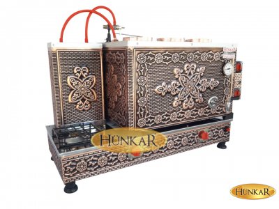 3 DEMLİKLİ BAKIR İŞLEMELİ EMNİYET VENTİLLİ TERMOKUPURLU ÇAY KAZANI