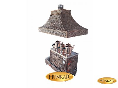 3 DEMLİKLİ BAKIR İŞLEMELİ EMNİYET VENTİLLİ TERMOKUPURLU DAVLUMBAZLI ÇAY KAZANI