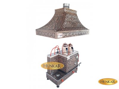 2 DEMLİKLİ BAKIR İŞLEMELİ EMNİYET VENTİLLİ TERMOKUPURLU DAVLUMBAZLI ÇAY KAZANI