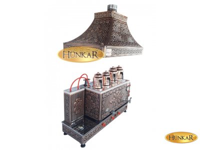 ÇAY KAZANI 4 DEMLİKLİ BAKIR İŞLEMELİ EMNİYET VENTİLLİ TERMOKUPURLU DAVLUMBAZLI ÇAY KAZANI-YENİ DESEN