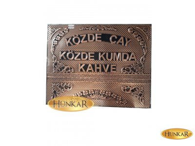 Semaverci bakır tezgah önü giydirme ve bakır tabela 