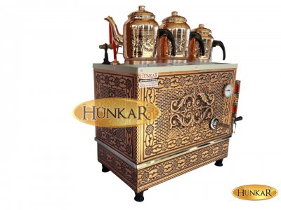 BAKIR ÇAY KAZANI SADE ELEKTRİKLİ 3'LÜ İZOLASYONLU SU OTOMATİKLİ ÇİFT REZİSTANSLI