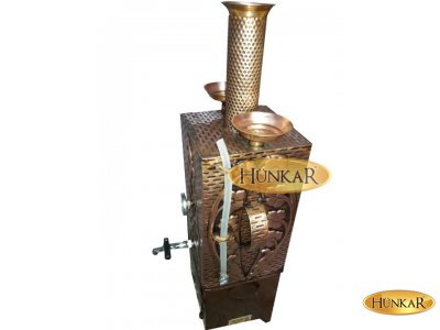 SEMAVER BAKIR İŞLEMELİ 24 LİTRE 2 DEMLİKLİ KARE GÖRÜNÜMLÜ SOBASI TUĞLALI VERNİKLİ SU-ISI GÖSTERGELİ