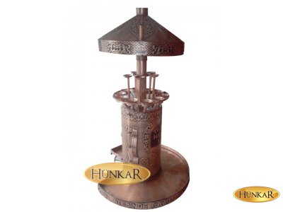120 LİTRE 15 DEMLİKLİ SEMAVER BAKIR İŞLEMELİ ODUNLU KÖMÜRLÜ YALITIMLI DAVLUMBAZLI ve BARDAK KOYMA TEPSİLİ SEMAVER