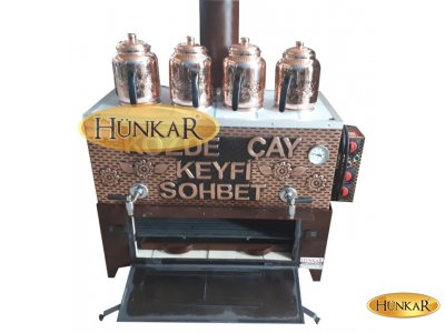 4 DEMLİKLİ YALITIMLI 60 LİTRELİK BAKIR SOBASI TUĞLALI ODUNLU-KÖMÜRLÜ ELEKTRİKLİ SU OTOMATİKLİ SEMAVER
