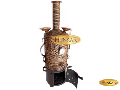 SEMAVER 20 Lt Eskitme Görünümlü Vernikli Kömürlü Odunlu Yuvarlak Görünümlü Semaver ISI-SU GÖSTERGELİ