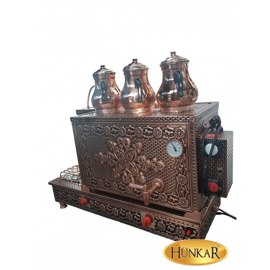 Özel İmalat komple Bakır 3'lü Çay Kazanı emniyet ventilli 40 litre 