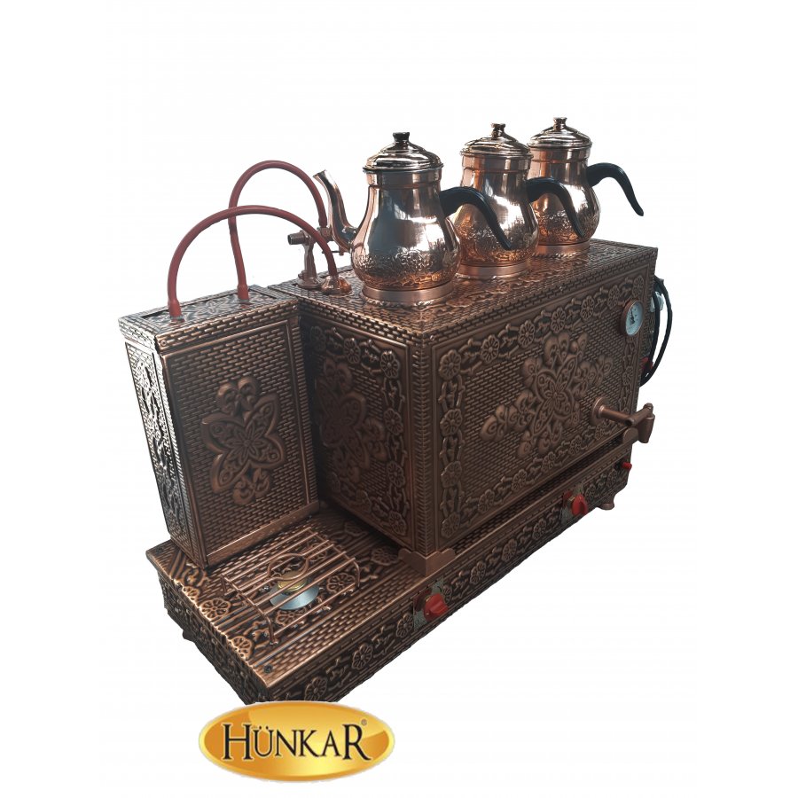Özel İmalat komple Bakır 3'lü Çay Kazanı emniyet ventilli 40 litre 