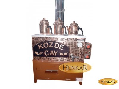 BAKIR ELEKTRİKLİ 3 DEMLİKLİ 40 LİTRELİK SOBASI ATEŞ TUĞLALI YALITIMLI VE İZALASYONLU SU OTOMATİKLİ ÇAY KAZANI