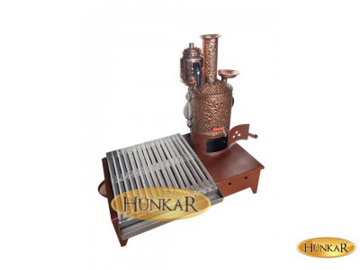 BAKIR PİKNİK SEMAVERİ  ve IZGARASI ODUN ve KÖMÜRLÜ SET KOMBİ 6 VE 8 LİTRE - KARE VE SİLİNDİR GÖRÜNÜM