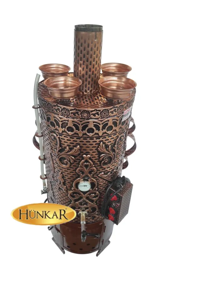 80 LT ISI YALITIMLI 4 DEMLİKLİ ELEKTRİKLİ ODUNLU BAKIR SEMAVER 