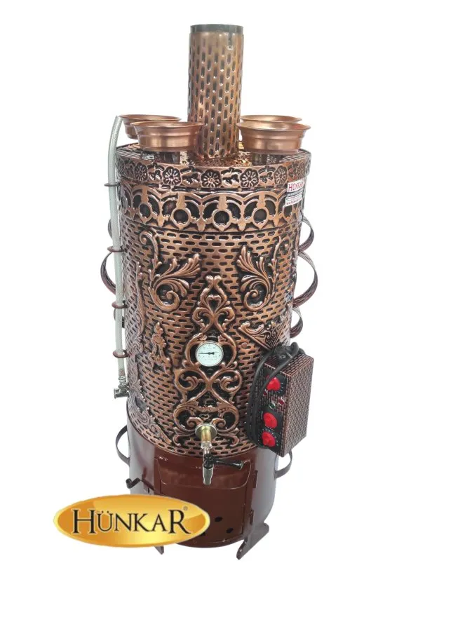 80 LT ISI YALITIMLI 4 DEMLİKLİ ELEKTRİKLİ ODUNLU BAKIR SEMAVER 