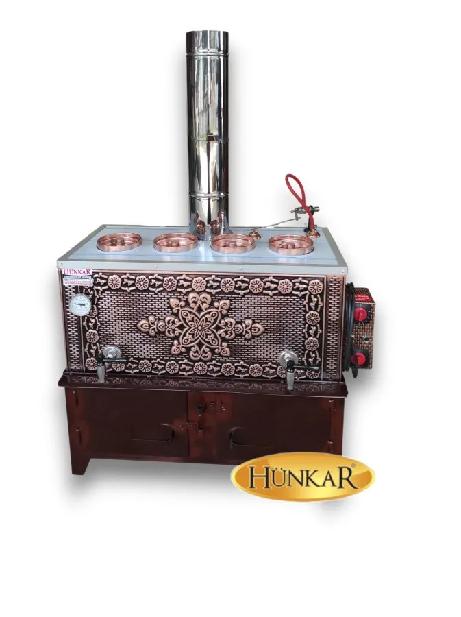 4LÜ BAKIR İŞLEMELİ ISI YALITIMLI SU OTOMATİKLİ ODUNLU BAKIR ÇAY KAZANI  