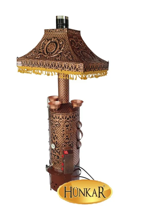 80 LİTRE DAVLUMBAZI LEDLİ ÇİFT REZİSTANSLI ODUNLU- KÖMÜRLÜ BAKIR SEMAVER 