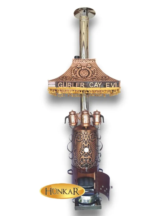 50 LİTRE DAVLUMBAZI YAZILI- LEDLİ İŞLEMELİ BAKIR SEMAVER 