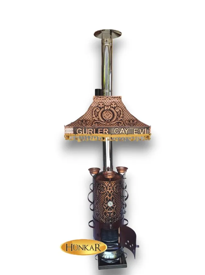 50 LİTRE DAVLUMBAZI YAZILI- LEDLİ İŞLEMELİ BAKIR SEMAVER 