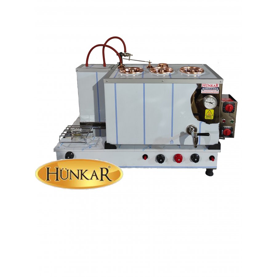 DIŞ KROM İÇ BAKIR 40 LT 3 DEMLİKLİ TAM OTOMATİK ÇAY KAZANI 