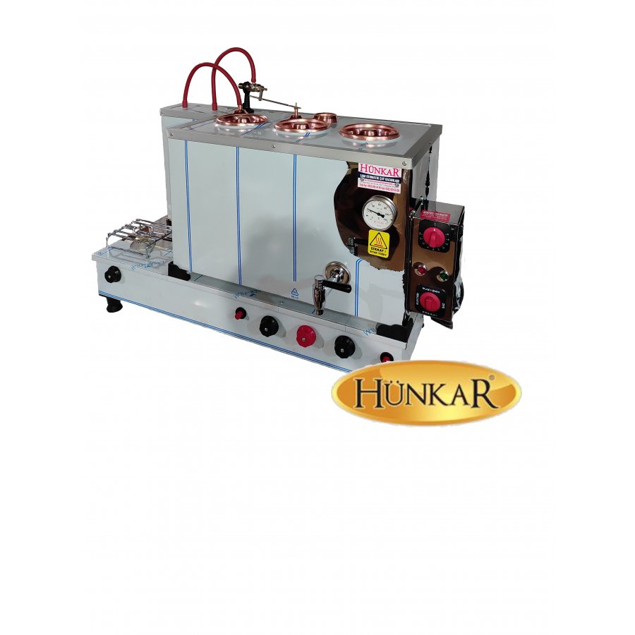 DIŞ KROM İÇ BAKIR 40 LT 3 DEMLİKLİ TAM OTOMATİK ÇAY KAZANI 