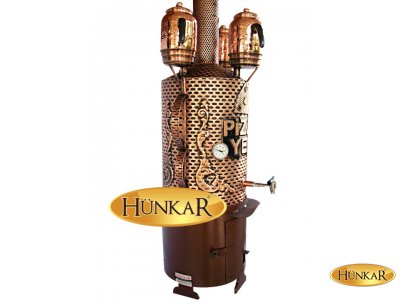 3 Demlikli 50 litre Odunlu Kömürlü Ateş Tuğlalı UZUN GÖRÜNÜMLÜ SEMAVER