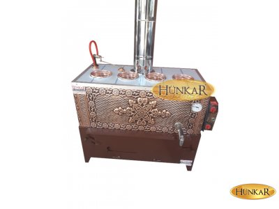 BAKIR 60 LİTRELİK 4 DEMLİKLİ SOBASI ODUN KÖMÜRLÜ TUĞLALI YALITIMLI ELEKTRİKLİ  SU OTOMATİKLİ SEMAVER ISI GÖSTERGELİ