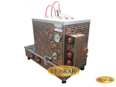 ÇAY KAZANI 2 DEMLİKLİ  BAKIR İŞLEMELİ ELEKTRİKLİ PLEYTLİ SU OTOMATİKLİ-ISI GÖSTERGELİ