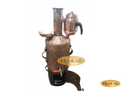 SEMAVER 8 LT ESKITME GÖRÜNÜMLÜ VERNIKLI KÖMÜRLÜ ODUNLU YUVARLAK GÖRÜNÜMLÜ SEMAVER 