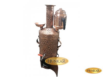 SEMAVER 8 LT ESKITME GÖRÜNÜMLÜ VERNIKLI KÖMÜRLÜ ODUNLU YUVARLAK GÖRÜNÜMLÜ SEMAVER 