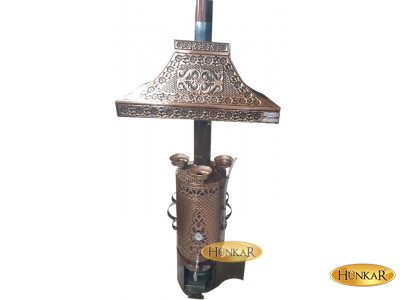 SEMAVER BAKIR İŞLEMELİ 80 LİTRE 3 DEMLİKLİ TUĞLALI ODUNLU KÖMÜRLÜ-DAVLUMBAZLI