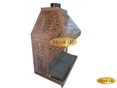 BAKIR CAĞ KEBABI OCAĞI IZGARALI YALITIMLI ÇİFT CİDARLI ATEŞ TUĞLALI VERNİKLİ ESKİTMELİ -ÇİFT FONKSİY