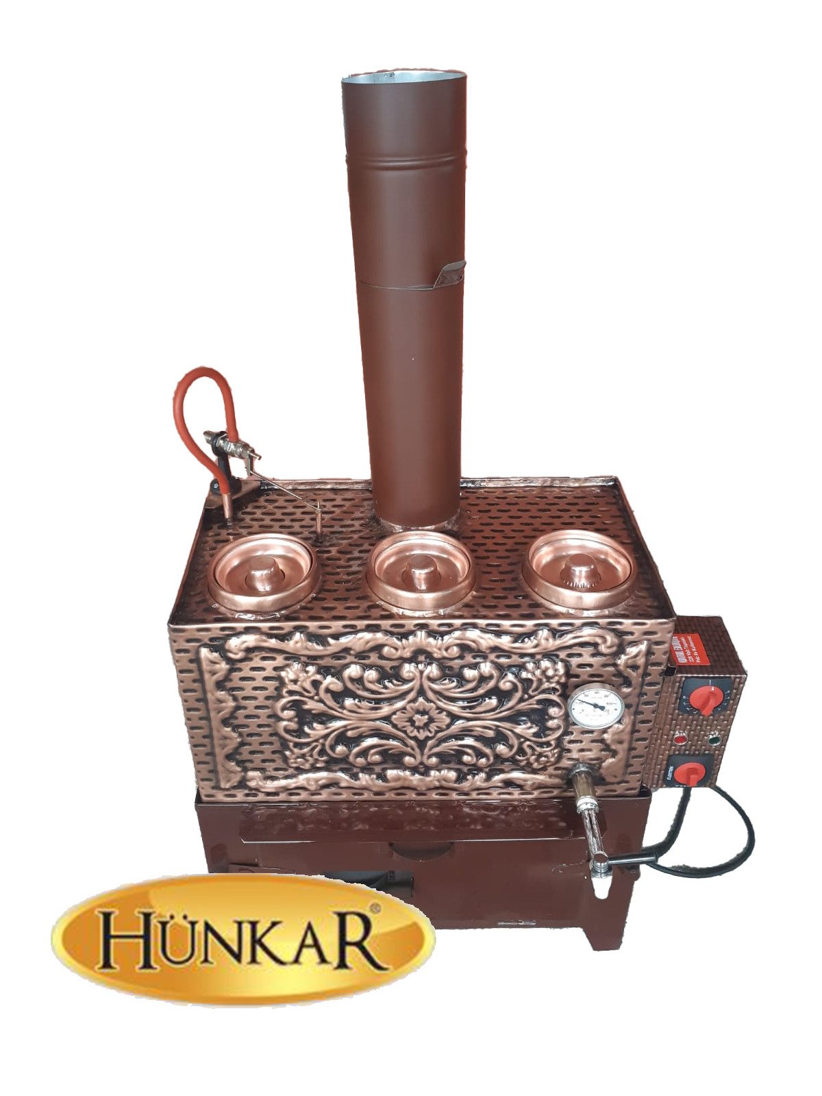 ODUNLU KÖMÜRLÜ 3 LÜ BAKIR ELEKTRİKLİ YALITIMSIZ 40 LT ÇAY KAZANI