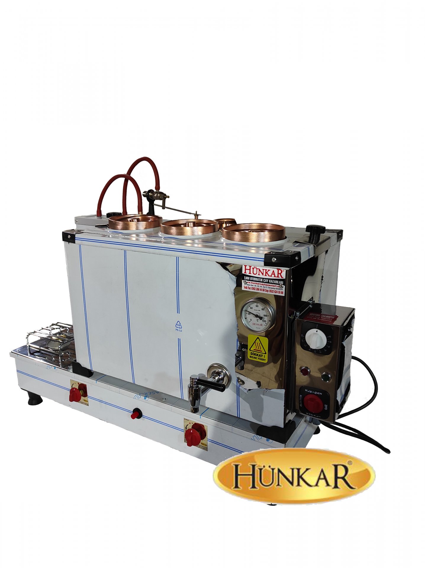 AÇILIR 3 DEMLİKLİ 40 LT DIŞ KROM İÇ BAKIR ÇAY KAZANI 