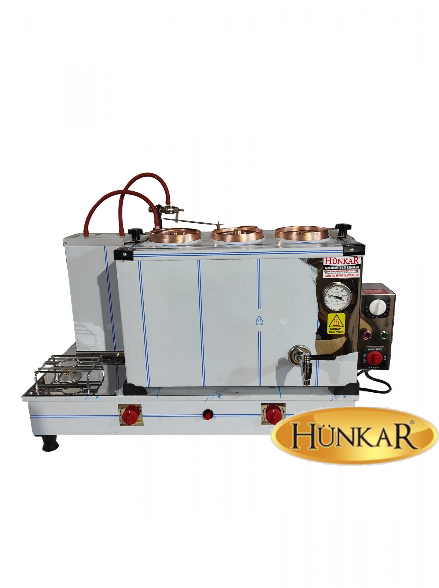 AÇILIR 3 DEMLİKLİ 40 LT DIŞ KROM İÇ BAKIR ÇAY KAZANI 