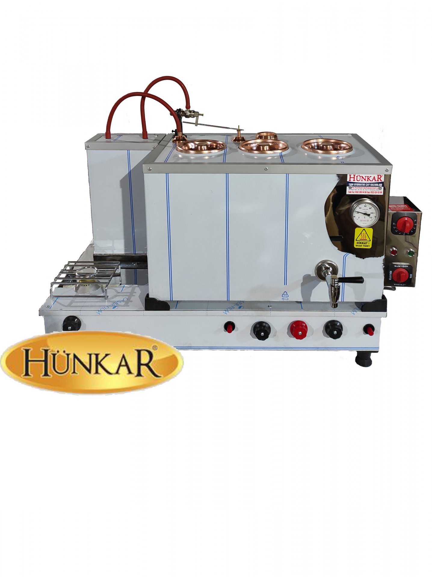 DIŞ KROM İÇ BAKIR 40 LT 3 DEMLİKLİ TAM OTOMATİK ÇAY KAZANI 