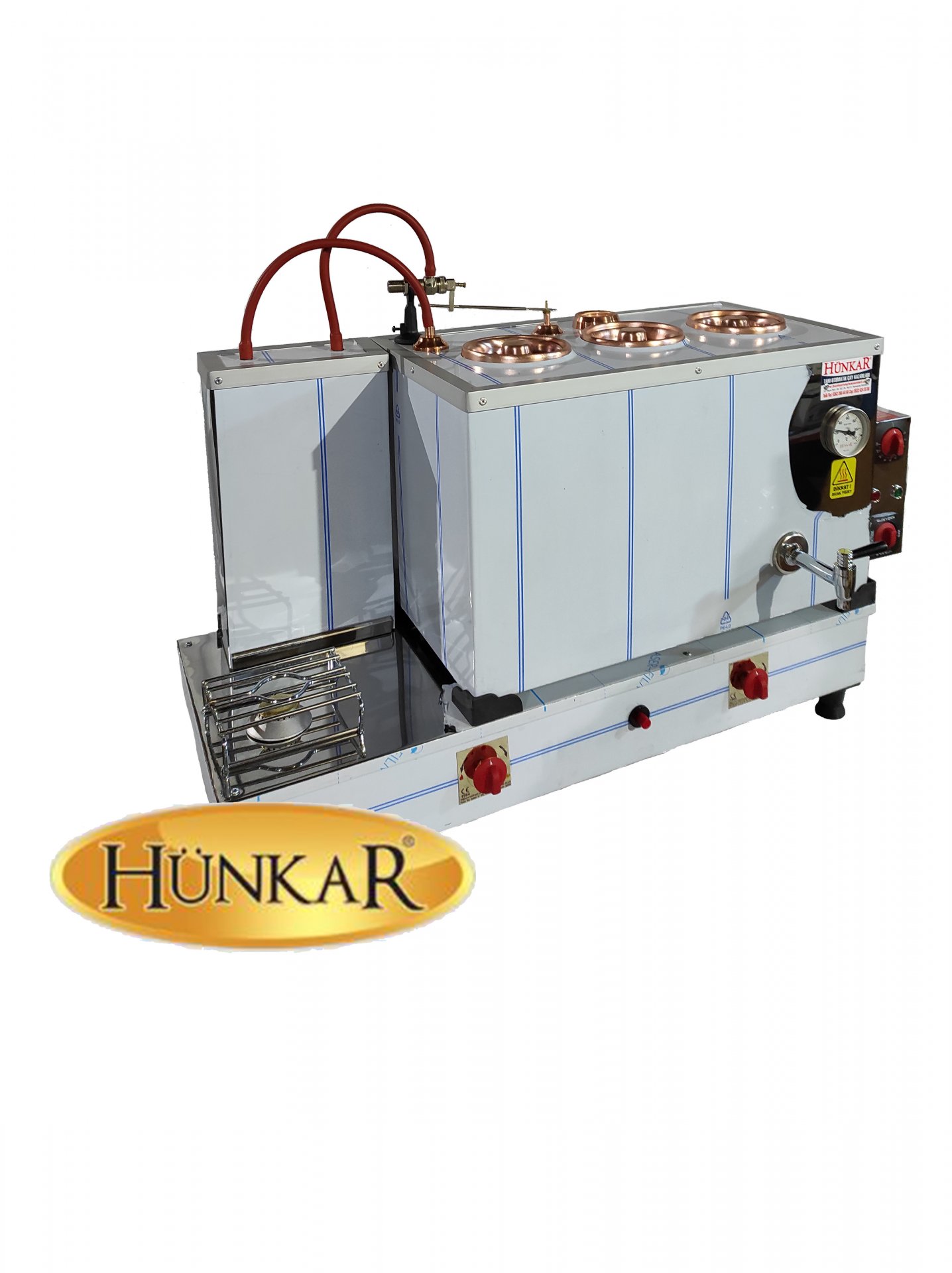 DIŞ KROM İÇ BAKIR 40 LT 3 DEMLİKLİ TAM OTOMATİK ÇAY KAZANI 