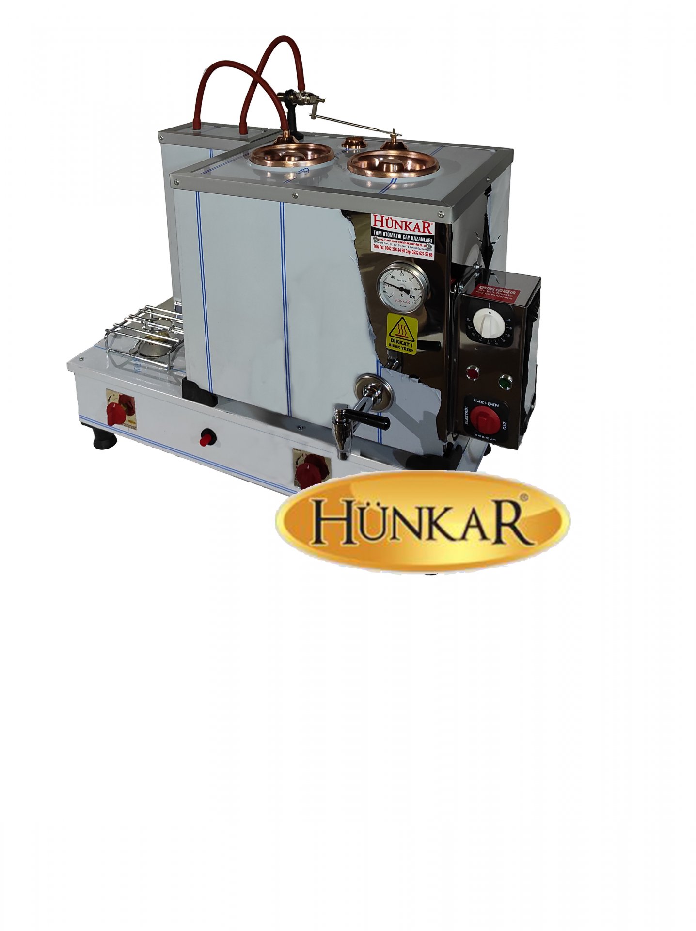2 Lİ İÇ BAKIR DIŞ KROM 30 LT TAM OTOMATİK ÇAY KAZANI 