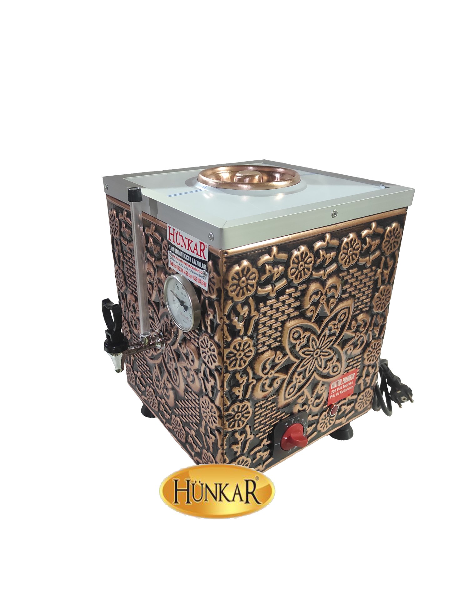 10 LİTRE YALITIMLI SADE ELEKTRİKLİ İÇ- DIŞ BAKIR MİNİ ÇAY KAZANI-ÇAYMATİK-KETTLE