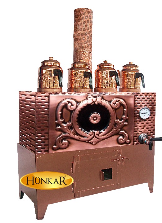 4 Demlikli 60 litrelik bakır Ateş Tuğlalı çay kazanı 