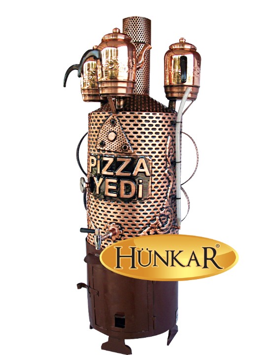 3 Demlikli 50 litre Odunlu Kömürlü Ateş Tuğlalı UZUN GÖRÜNÜMLÜ SEMAVER